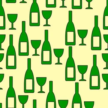 Bottle and glasse seamless pattern. Illustrazione stock