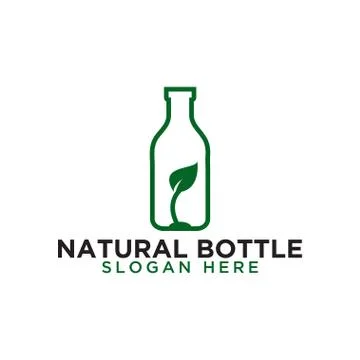 Bottle and leaf logo design template vector Stock Illustration