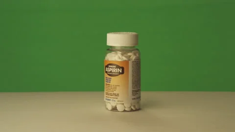 Bottle of Asperin on greenscreen Video stock 146357814