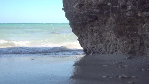 Bottle became wasted on the beach Stock Footage 120599447