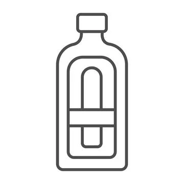 Bottle of Becherovka thin line icon, bar concept, botteled alcoholic beverage Stock Illustration