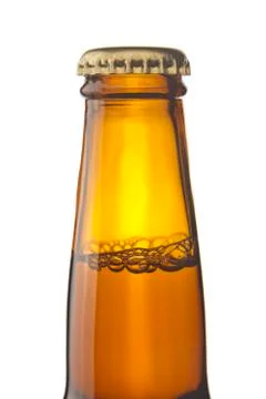 Bottle of beer with bubbles Stock Photos