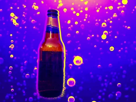 Bottle of beer in the middle of bubbles  Stock Footage 151537762