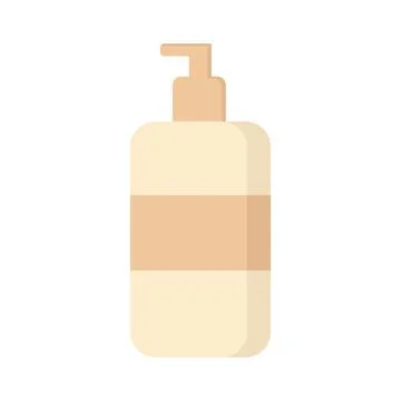 Bottle with beige dispenser on white background Stock Illustration