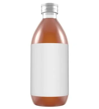 A bottle of a beverage with a white label Stock Illustration