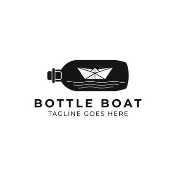 Bottle Boat Concept, Monogram Logo Template Stock Illustration