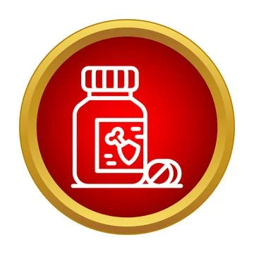 Bottle with bone protection pills on red background Stock-Illustration