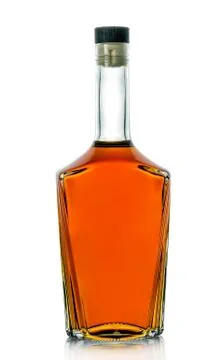A bottle of brandy on a white background Stock Photos