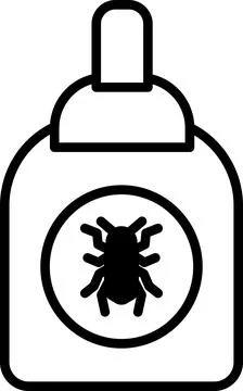A bottle of bug spray with a bug on the label Illustrazione stock