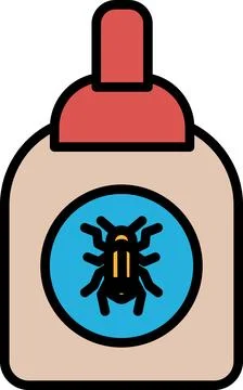 A bottle of bug spray with a bug on the label Illustrazione stock