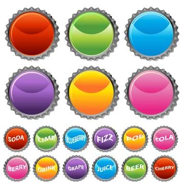 Bottle cap button set Stock Illustration