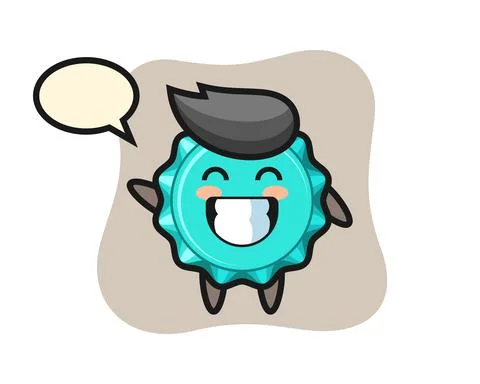 Bottle cap cartoon character doing wave hand gesture Stock Illustration