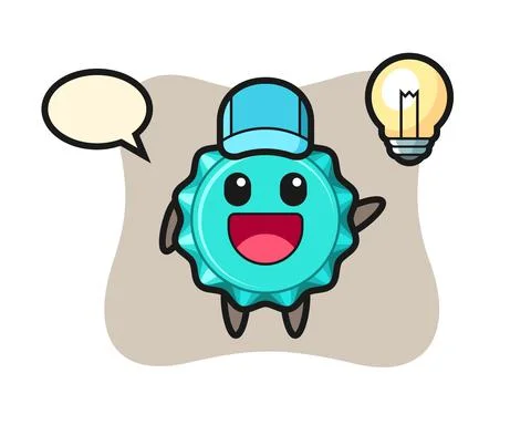 Bottle cap character cartoon getting the idea Stock Illustration