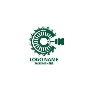 Bottle cap cutting logo design vector Illustrazione stock