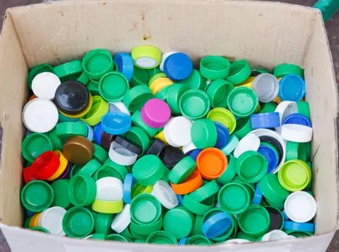 Bottle Cap, made of Polypropylene and Polyethylene Plastic Resin, do not biod Foto stock