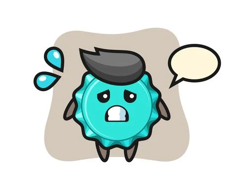 Bottle cap mascot character with afraid gesture Stock Illustration
