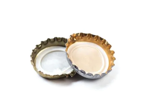 Bottle caps on white background isolated Stock Photos
