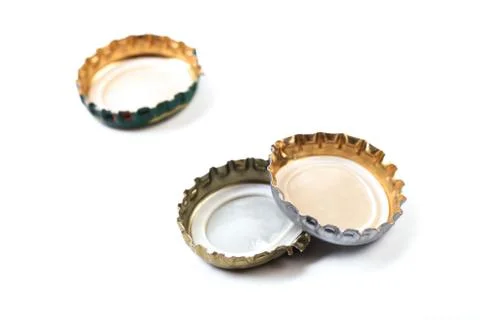 Bottle caps on white background isolated Stock Photos