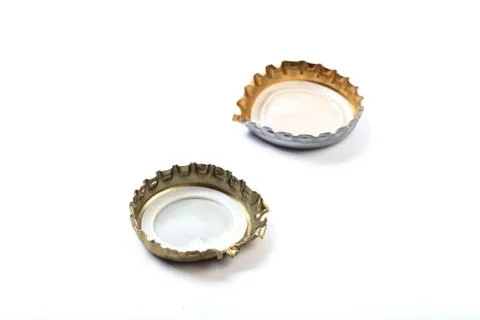 Bottle caps on white background isolated Stock Photos