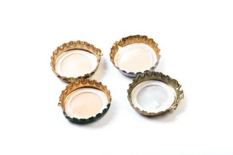 Bottle caps on white background isolated Stock Photos