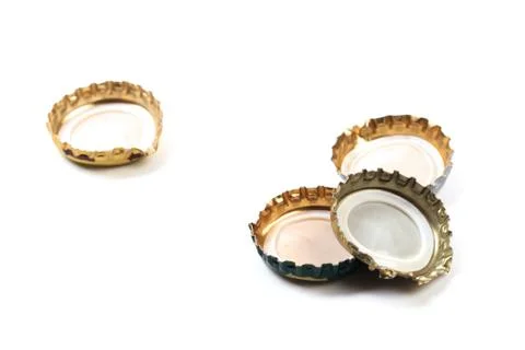 Bottle caps on white background isolated Stock Photos