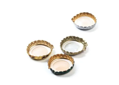 Bottle caps on white background isolated Stock Photos