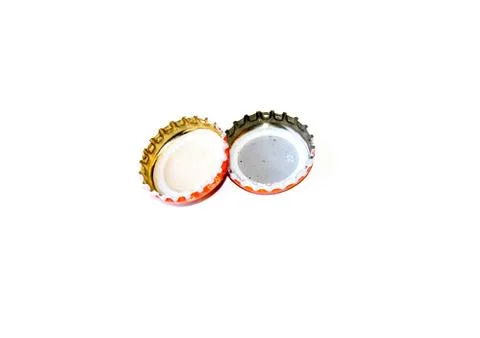 Bottle caps on white background Stock Photos