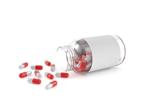 Bottle with capsule pills Ilustração Stock