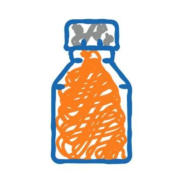 Bottle capturing tangled red thread abstract drawing Stock Illustration