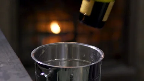 Bottle Champagne in basket Stock Footage 96768327