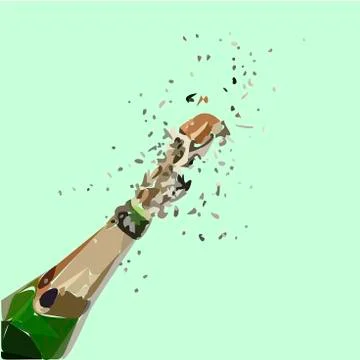 Bottle of champagne with bubbles. Stock Illustration