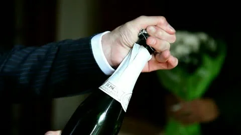 A bottle of champagne Stock Footage 10896720