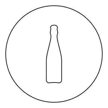 Bottle of champagne icon in circle round black color vector illustration im.. Stock Illustration