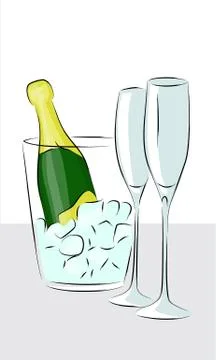 Bottle of champagne Stock Illustration