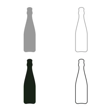 Bottle of champagne set icon grey black color vector illustration image sol.. 库存插图
