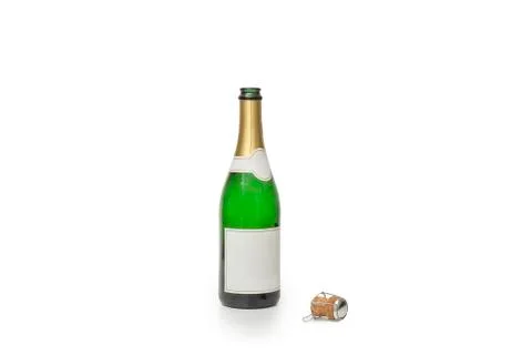 Bottle of champagne on white Stock Photos