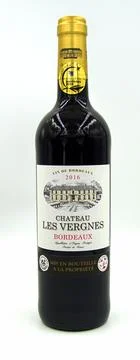 Bottle of Chateau Les Vergnes Bordeaux Stock Photos