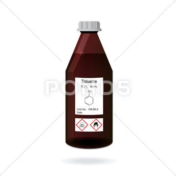 Bottle with chemical toxic and flammable solvent - toluene Illustration ...