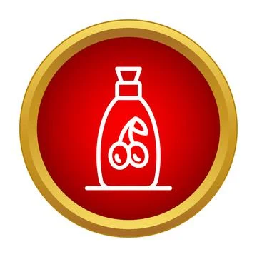 Bottle with cherry icon in simple style Stock Illustration