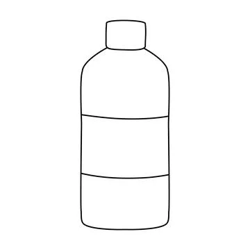 Bottle with cleaning liquid soap or detergent with empty label, vector outline Illustrazione stock