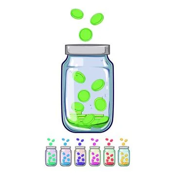Bottle coin jar cartoon vector graphic Stock Illustration