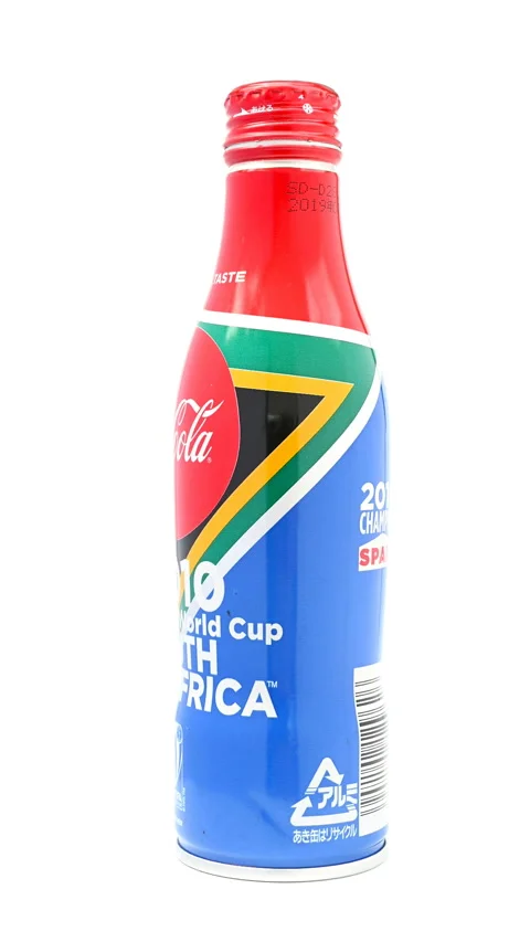 Bottle of cola special for 2010 World Cup hosted in South Africa rotating on Stock Footage 158170891