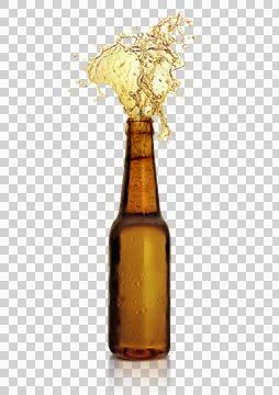 A bottle of cold beer, transparent background with spray Stock Illustration