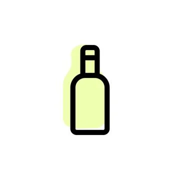 Bottle with color shadow vector icon in glass drink set Stock Illustration