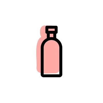 Bottle with color shadow vector icon in glass drink set Stock Illustration