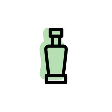 Bottle with color shadow vector icon in glass drink set Stock Illustration