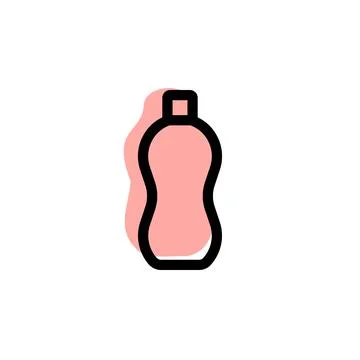 Bottle with color shadow vector icon in glass drink set Stock Illustration