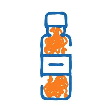 Bottle container holding messy scribble lines icon Stock Illustration