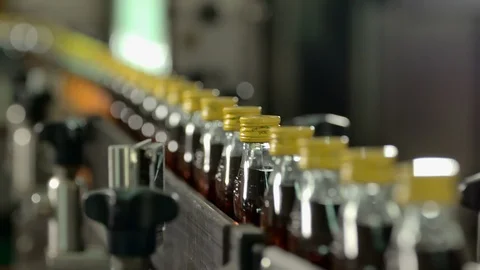 Bottle Conveyor Line Video stock 124394313