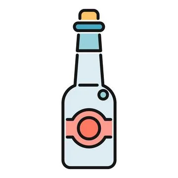 Bottle with cork and label flat vector icon Stock Illustration